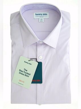 Tommy John Slim Fit Light Lavender Dress Shirt NWT MSRP $60 sz 18 34/35
